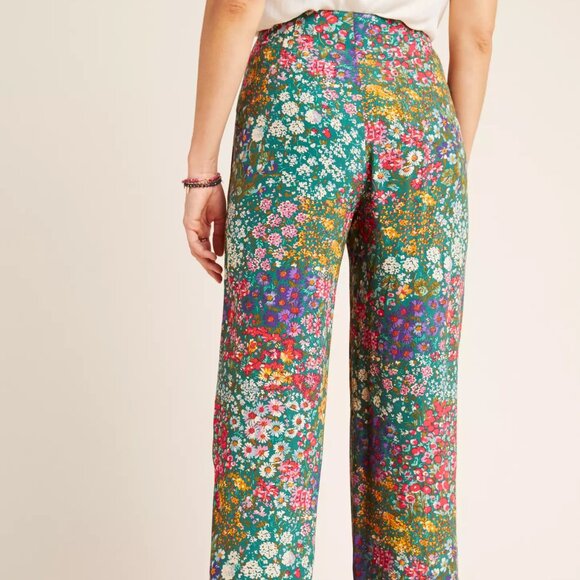 Anthropologie Floral Wide Leg Pants - Multicolor Size 6 Good Conditition - Picture 2 of 15